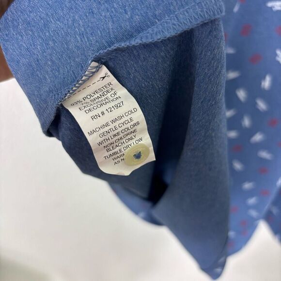 Johnnie-O Blue with White Print Surfer & Red American Flag Golf Polo Men's XXL - Picture 7 of 7